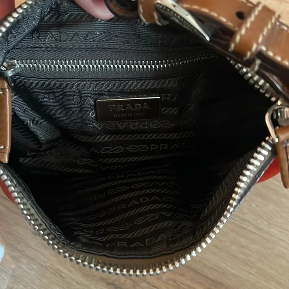 Prada Tessuto Nylon Striped Shoulder Bag - Orange/Brown - Picture 8 of 11